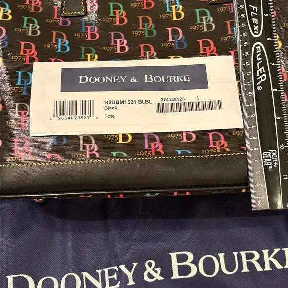 Dooney & Bourke Colorful Logo Black Tote - Picture 2 of 9